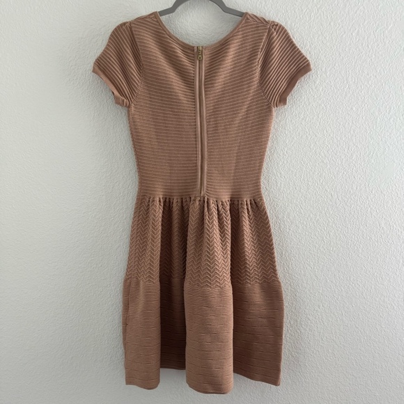 NWT SANDRO | Scoop Neck Ribbed Mini A-Line Dress in Taupe | Size SANDRO 2 (US 6) - Picture 7 of 13
